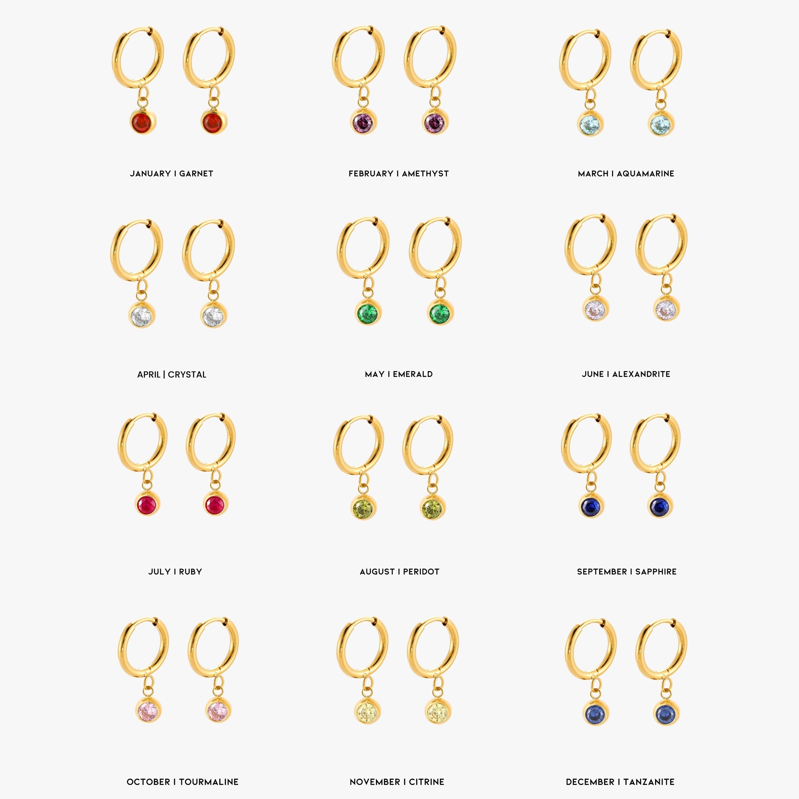 Birthstone Charm Hoops