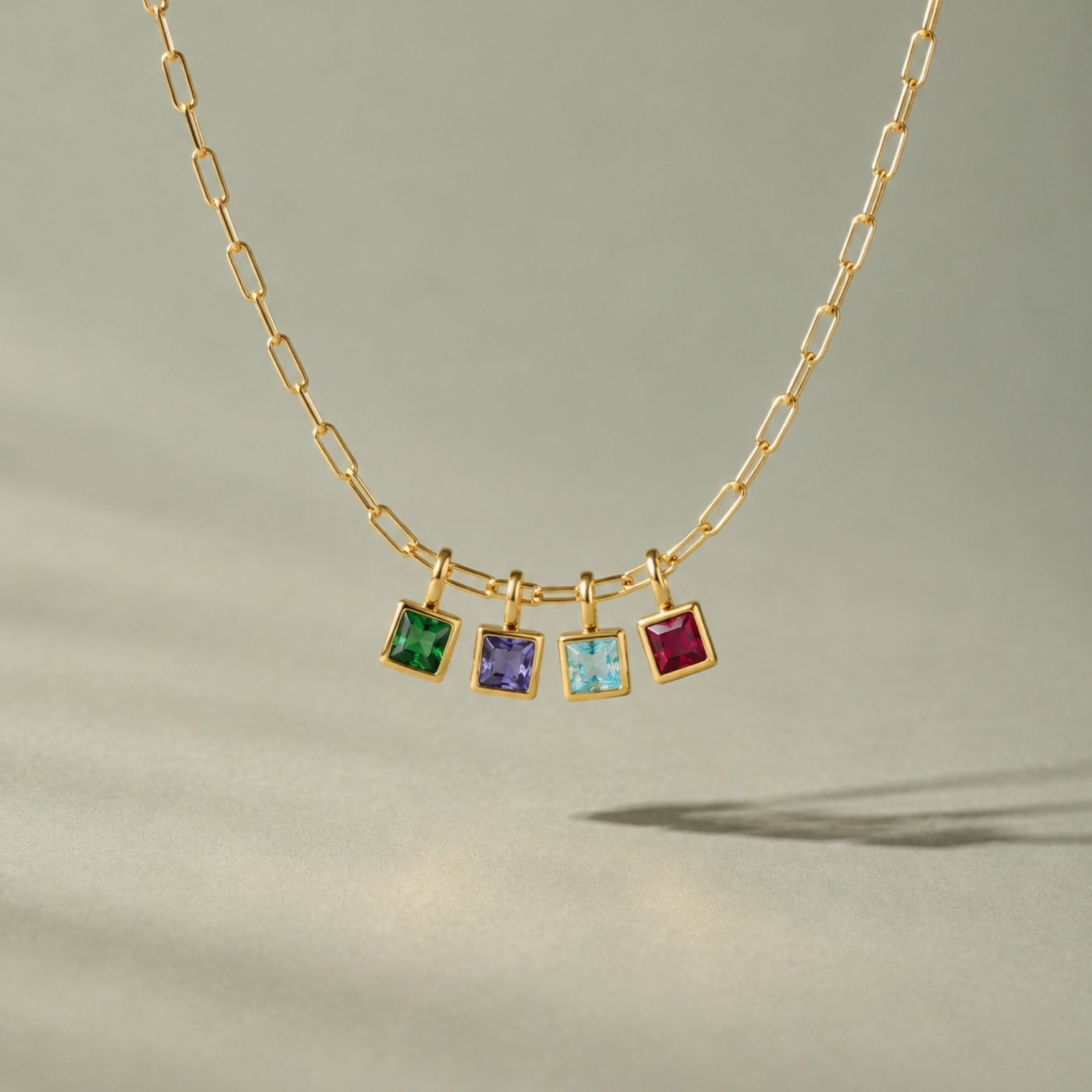 Paperclip Birthstone Necklace