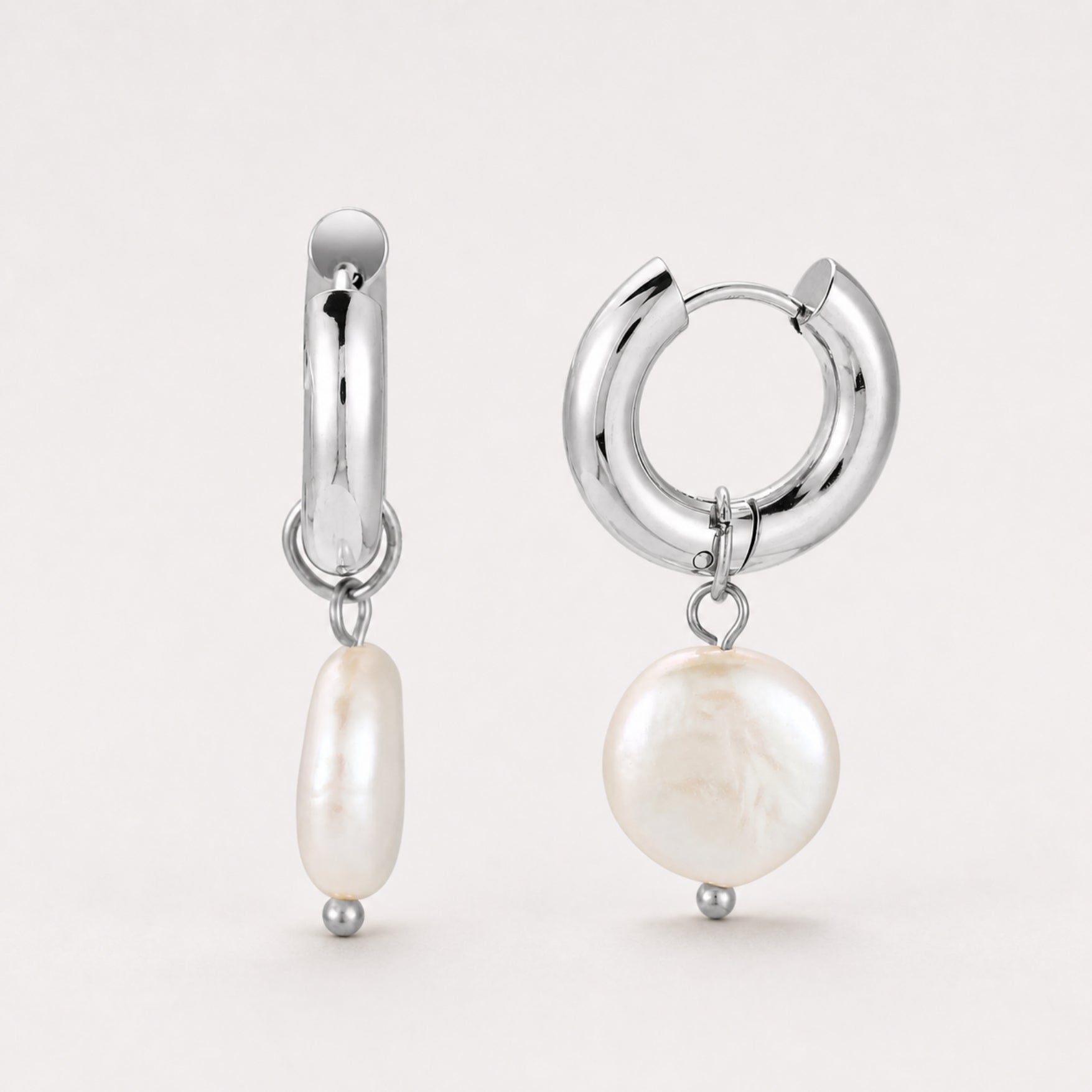 Chunky Pearl Hoops